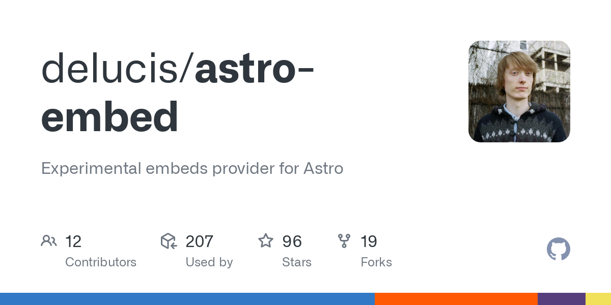 Experimental embeds provider for Astro. Contribute to delucis/astro-embed development by creating an account on GitHub.